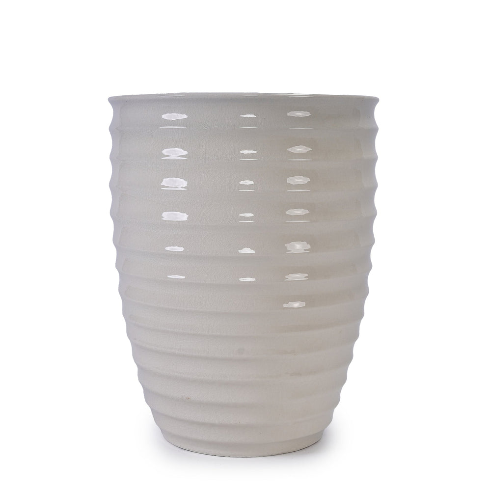 Ceramic Flowerpot, Modern Planter for Patio, Garden, Windowsill - Milk White