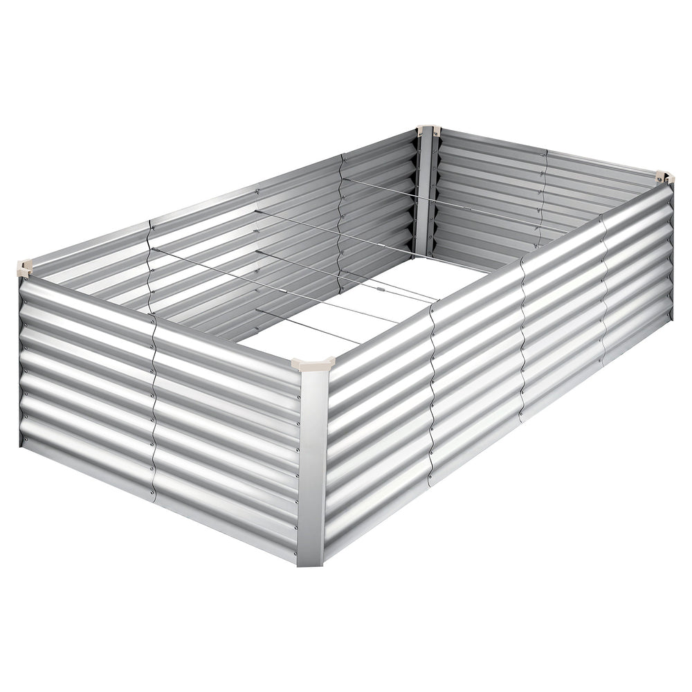 Galvanized Raised Garden Bed, 8 x 4 x 2 ft, Rectangular Metal Planter Box Kit Outdoor, Bottomless Elevated Planting Box with Gloves, Rustproof Alu-Zinc, for Growing Flowers Vegetables, Silver Media 10