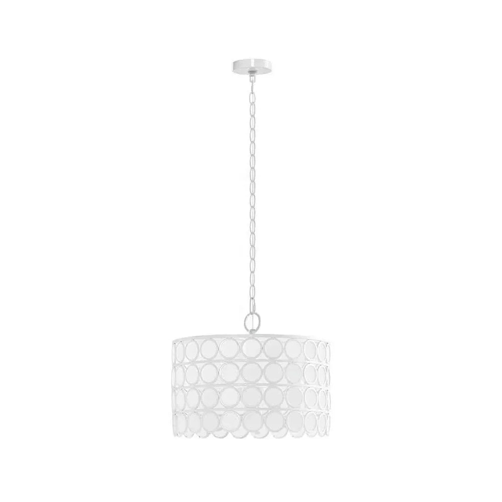 Chandelier 4-Light Glass Drum Shade Mid-Century Living Room Lighting Media 6
