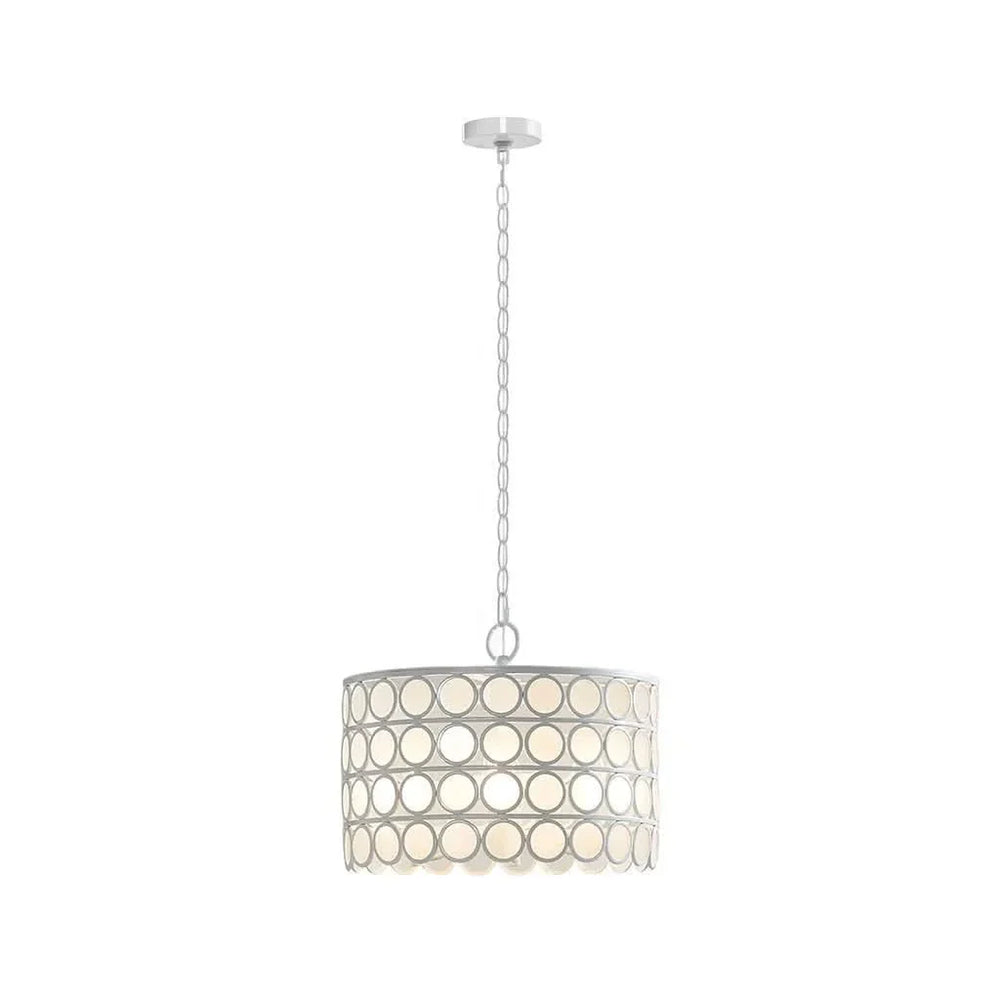 Chandelier 4-Light Glass Drum Shade Mid-Century Living Room Lighting Media 3