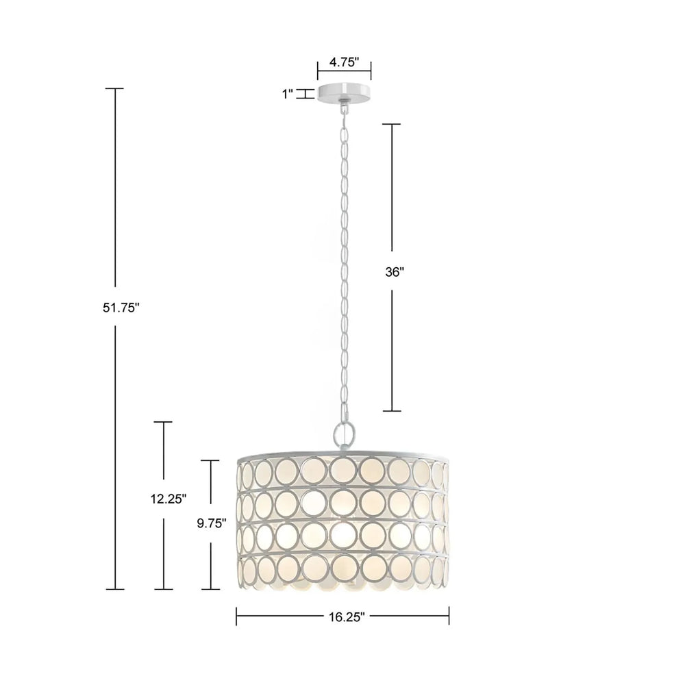 Chandelier 4-Light Glass Drum Shade Mid-Century Living Room Lighting Media 8