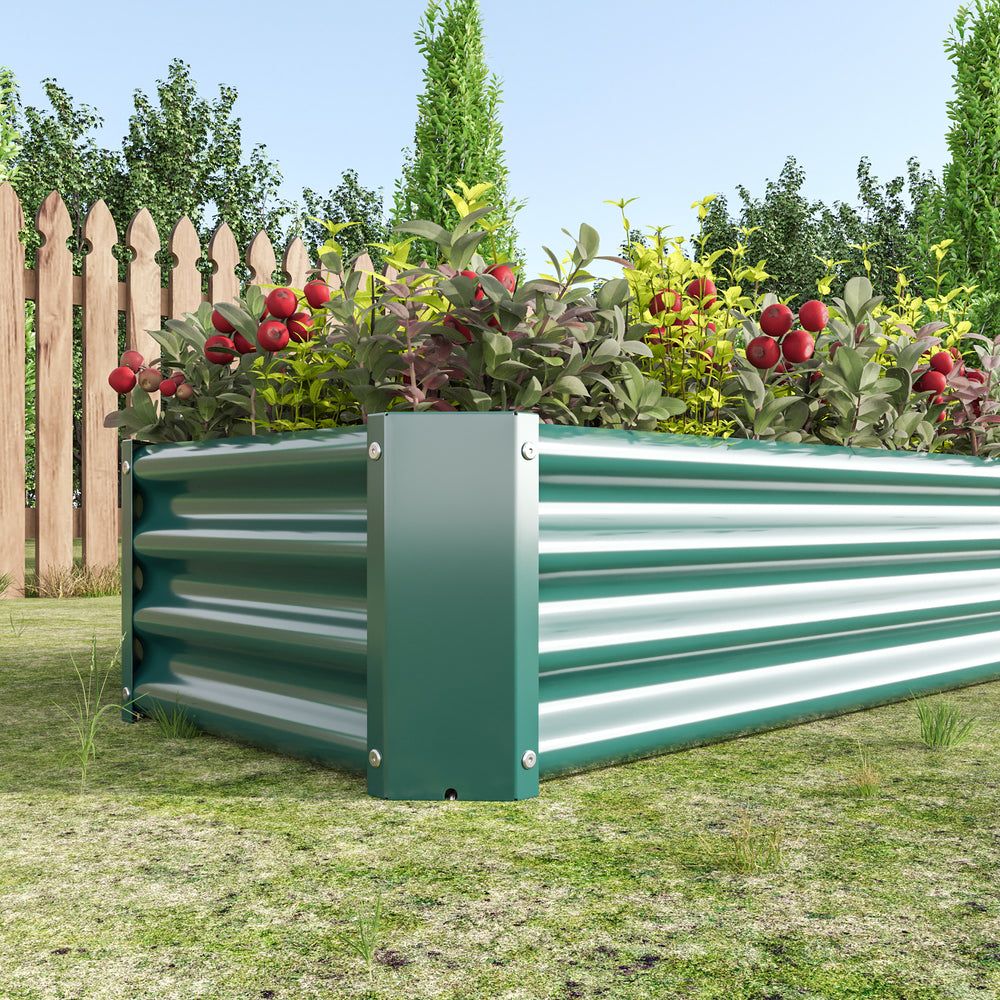 Metal Raised Garden Bed, Rectangle Raised Planter 4×2×1ft  for Flowers Plants, Vegetables Herb Veezyo Green Media 5