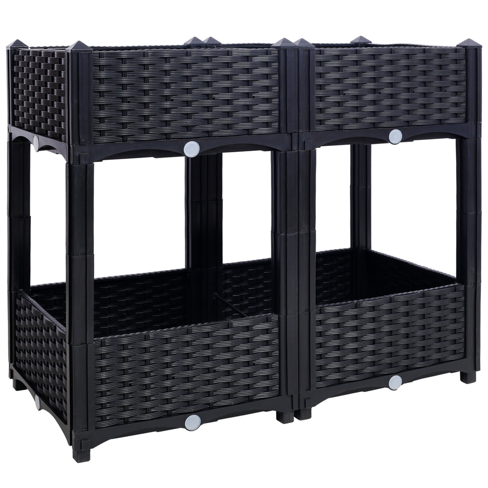 Planter Raised Beds - Elevated Planter Garden Box with Drainage Plug Raised Garden Beds for Vegetable/Flower/Herb Outdoor Standing Planter Beds Gardening Kit,Black,31.5'x15.7'x27.7' Media 7