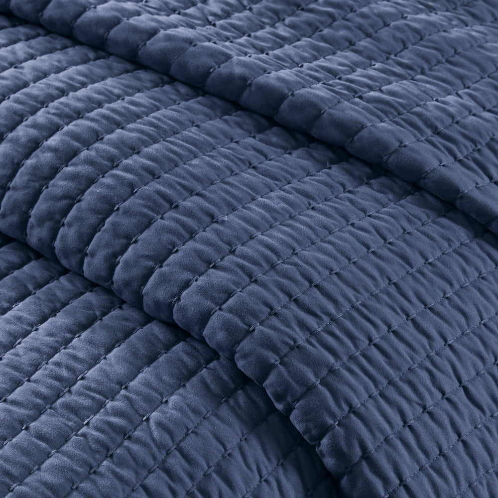 3 Piece Quilt Set Navy King/Cal King Media 9