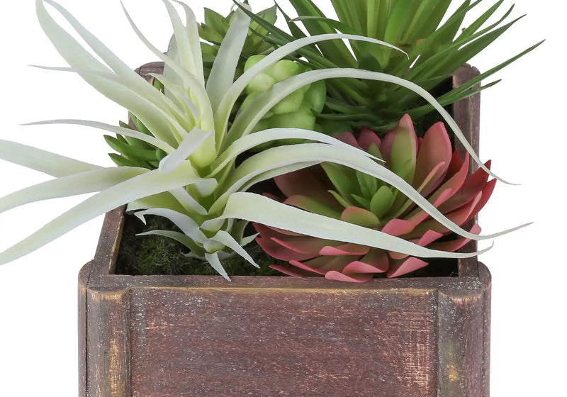 Artificial Plant, Set Of 2, 10' Tall, Succulent, Table, Brown Wooden Pots, Contemporary, Modern