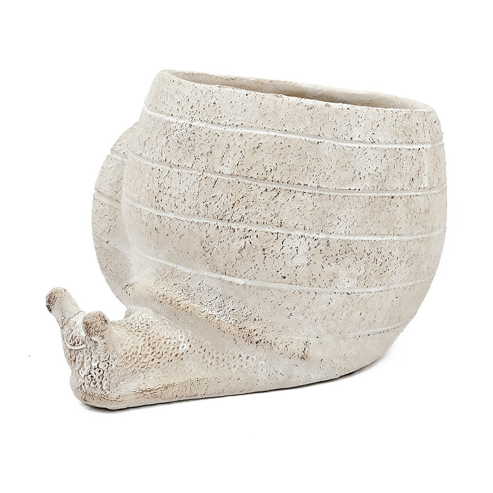 9.5x8.3x6' Decorative Sand and Cement Snail Planter with Textured Beige Finish Media 5