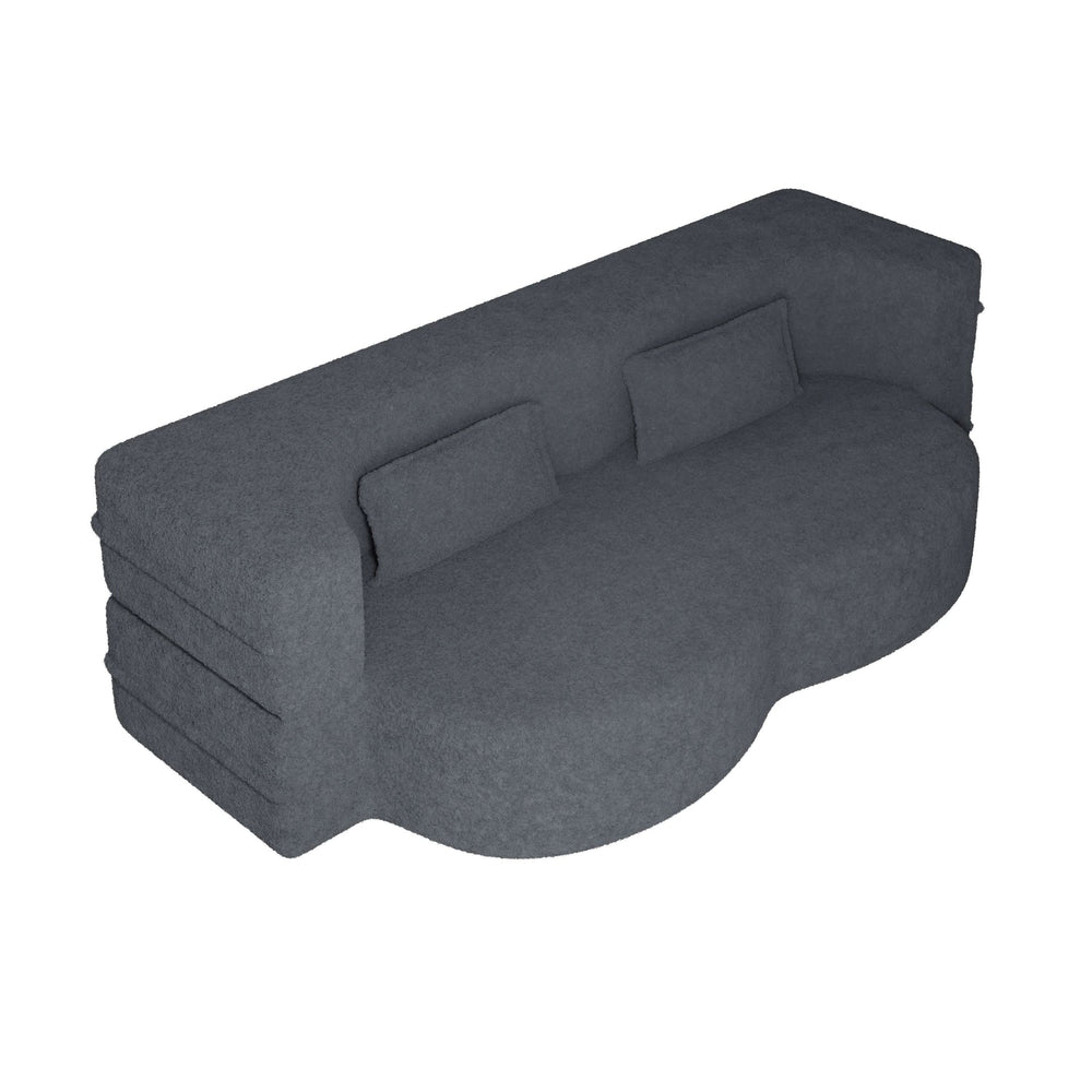 Sofa Bed Teddy Fabric Modern Grey Full Size Living Room Lounge Area Media 11