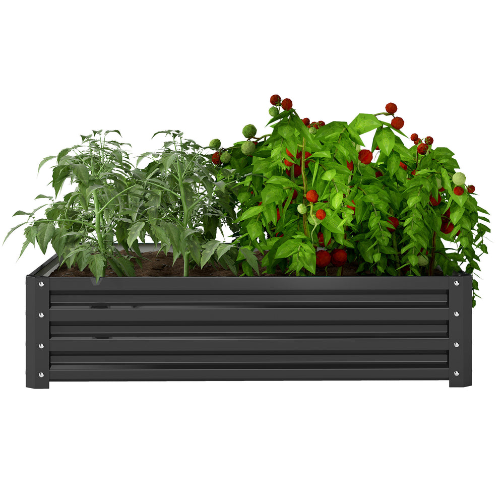 Outsunny 4' x 4' x 1' Galvanized Raised Garden Bed, Planter Raised Bed with Steel Frame for Vegetables, Flowers, Plants and Herbs, Gray Media 11