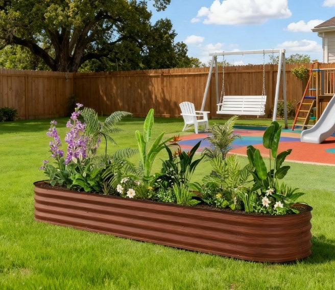 Metal Planter,Metal Planter Box with Safety Edging,Galvanized Raised Garden Bed Kit Media 1