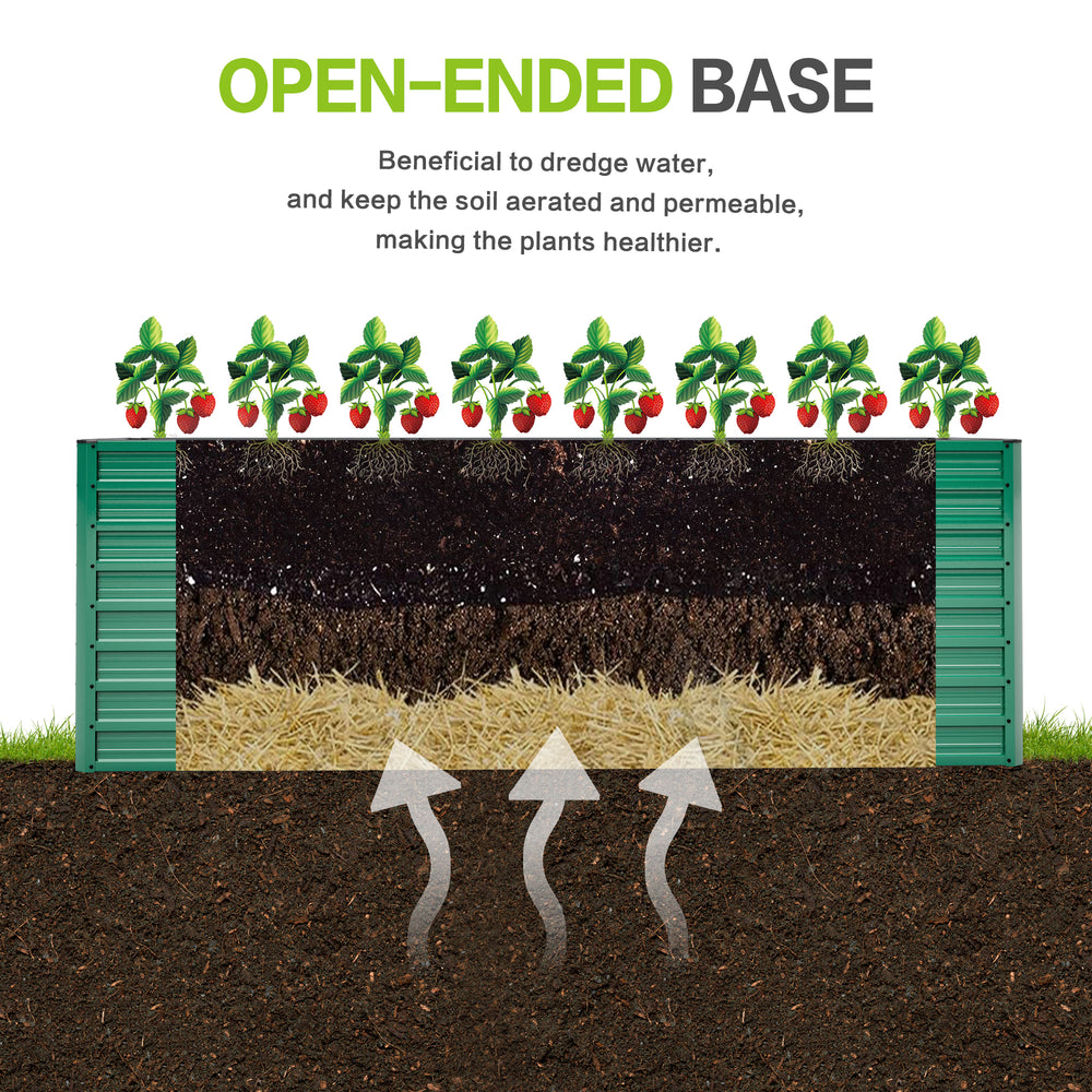 93.7' x 31.5' x 32.3' Raised Garden Bed Kit, 32' Ergonomic Height No Bending Metal Planter Box, Open-Ended Base for Drainage, 8 Reinforcing Rods, Rustproof Steel – Easy Assembly Media 4