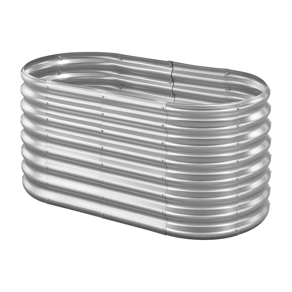 Metal Raised Garden Bed, 4 x 2 x 2 ft Oval Outdoor Galvanized Planter Garden Box, Open Bottom Design, Large Planter Raised Bed for Growing Vegetables, Flowers, and Succulents, Galvanized Color Media 1