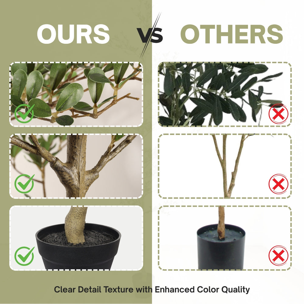7FT Artificial Black Olive Tree with Black Plastic Pot, Realistic Tall Fake Plant for Indoor Home Living Room Corner Decoration, 1pc/set Media 4