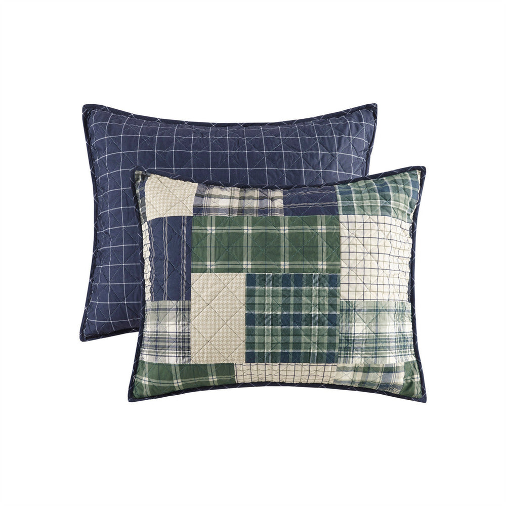 3 Piece Reversible Printed Quilt Set Green / Navy King/Cal King Media 15