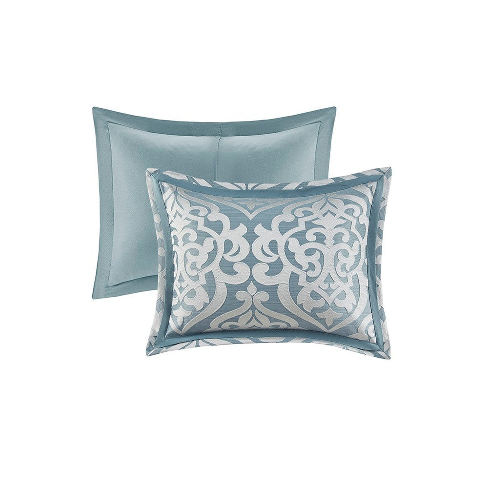 8 Piece Jacquard Comforter Set Aqua/Silver King Media 2