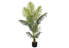 Artificial Plant, 57' Tall, Palm Tree, Indoor, Faux, Fake, Floor, Greenery, Potted, Real Touch, Decorative, Green Leaves, Black Pot perspective