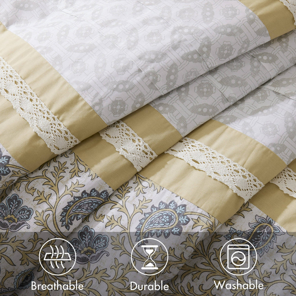 9 Piece Cotton Percale Comforter Set Yellow Cal King Media 3