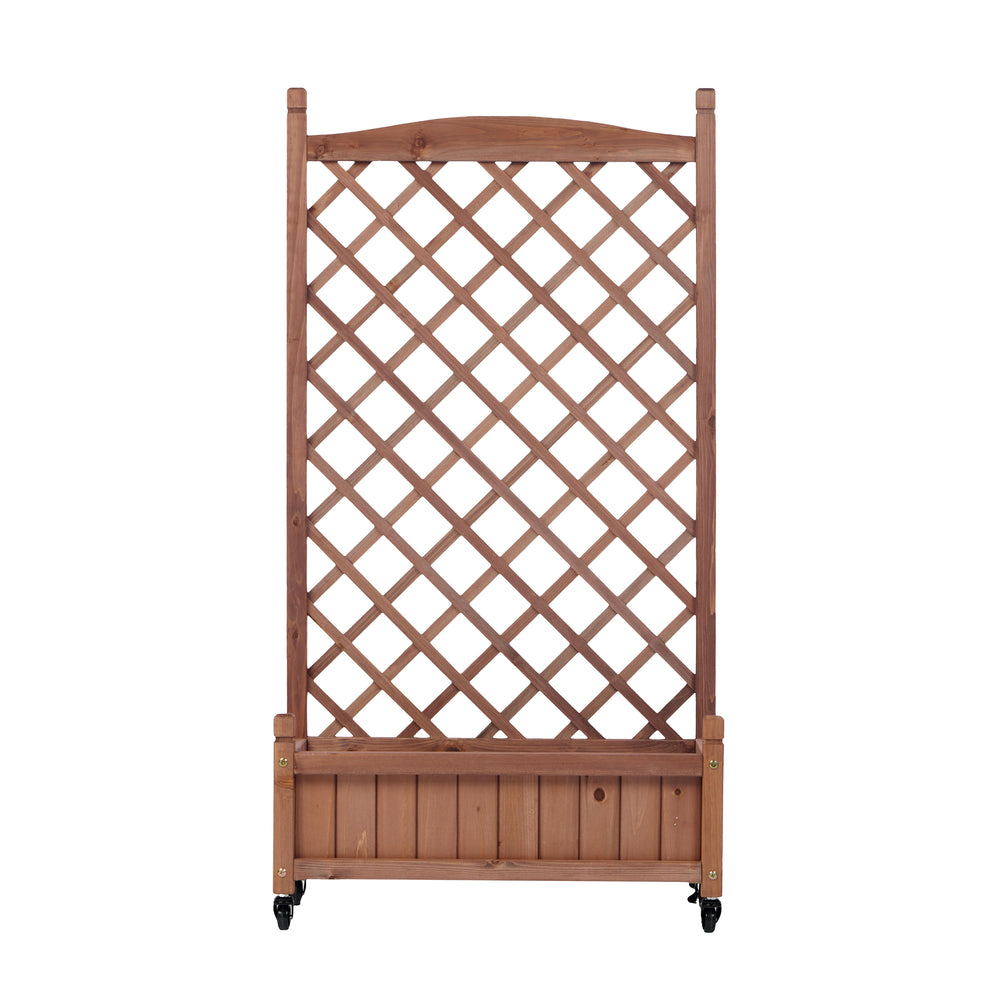 Natural Wood Raised Garden Bed with Trellis 2 Pack, Outdoor Planter Box & Plant Stand for Climbing Plants, Brown Solid Wood, 25L x 11W x 42.3H inches Media 11