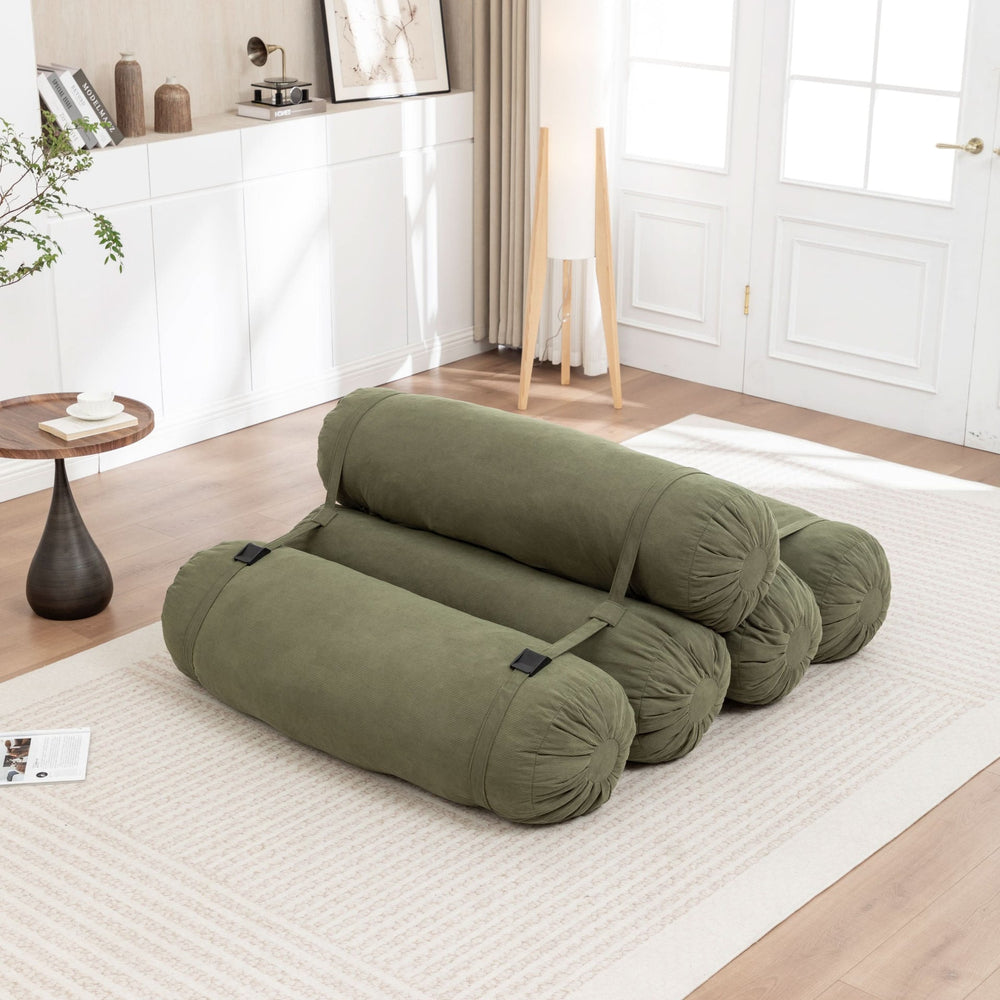 Corduroy Floor Sofa With Adjustable Straps & Multi Person Lounge Chair Media 5