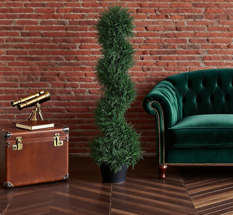 Artifical Cedar Tree Topiary Artificial Faux Cedar Tree Spiral Fake Plant Media 3