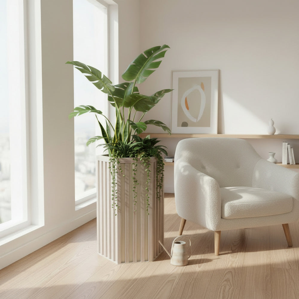 Hexagon Column Planter LG - Ash Brown Media 2