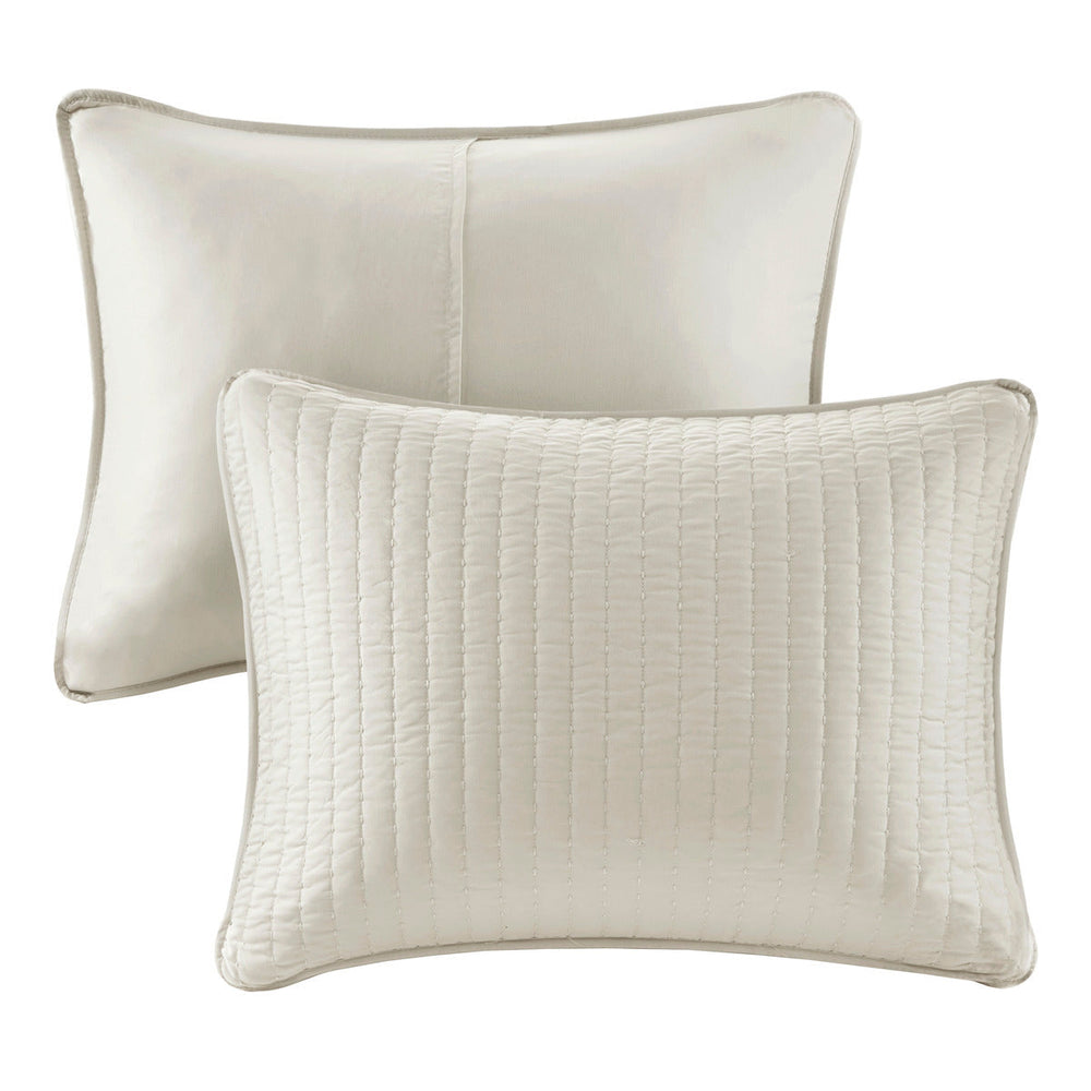 3 Piece Quilt Set Cream Full/Queen Media 9