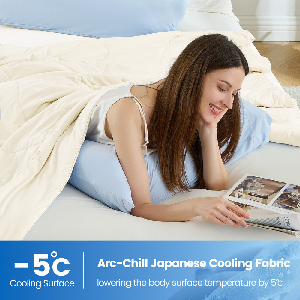 1-Piece 90x90' Cooling DA Comforter,Ivory Media 10