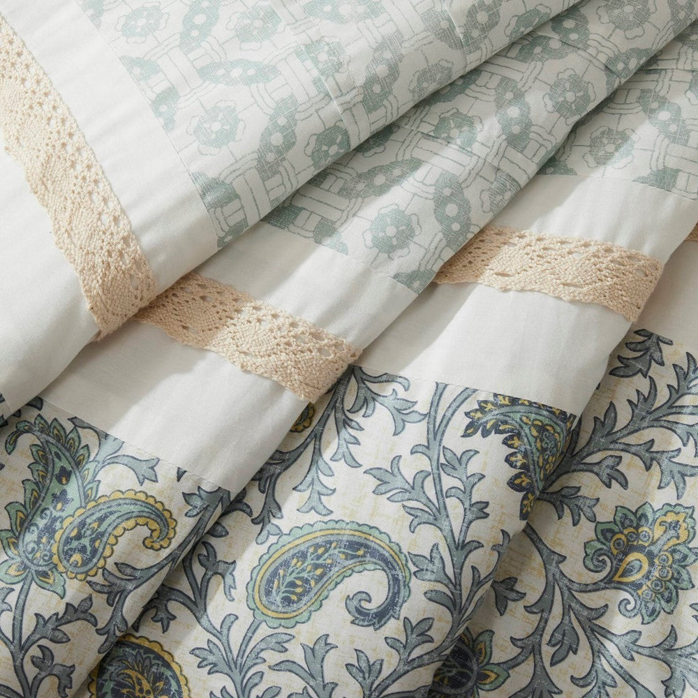 9 Piece Cotton Percale Comforter Set Aqua King Media 6