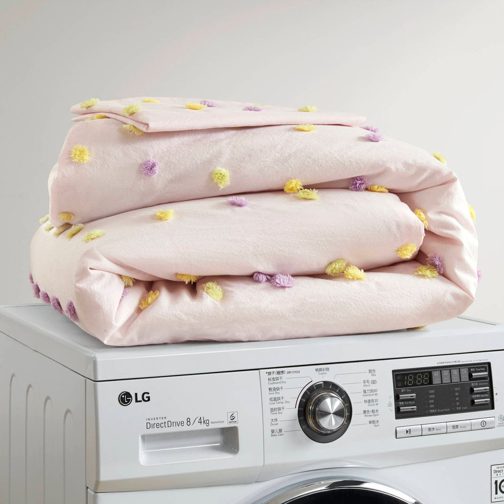 5PCS Full/Queen Cotton Jacquard Pom Pom Comforter Set Media 3