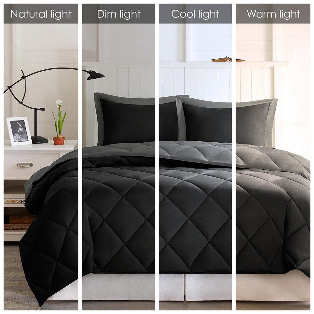 Twin/Twin XL 3M Scotchgard Diamond Quilting Reversible Down Alternative Comforter Set Media 9