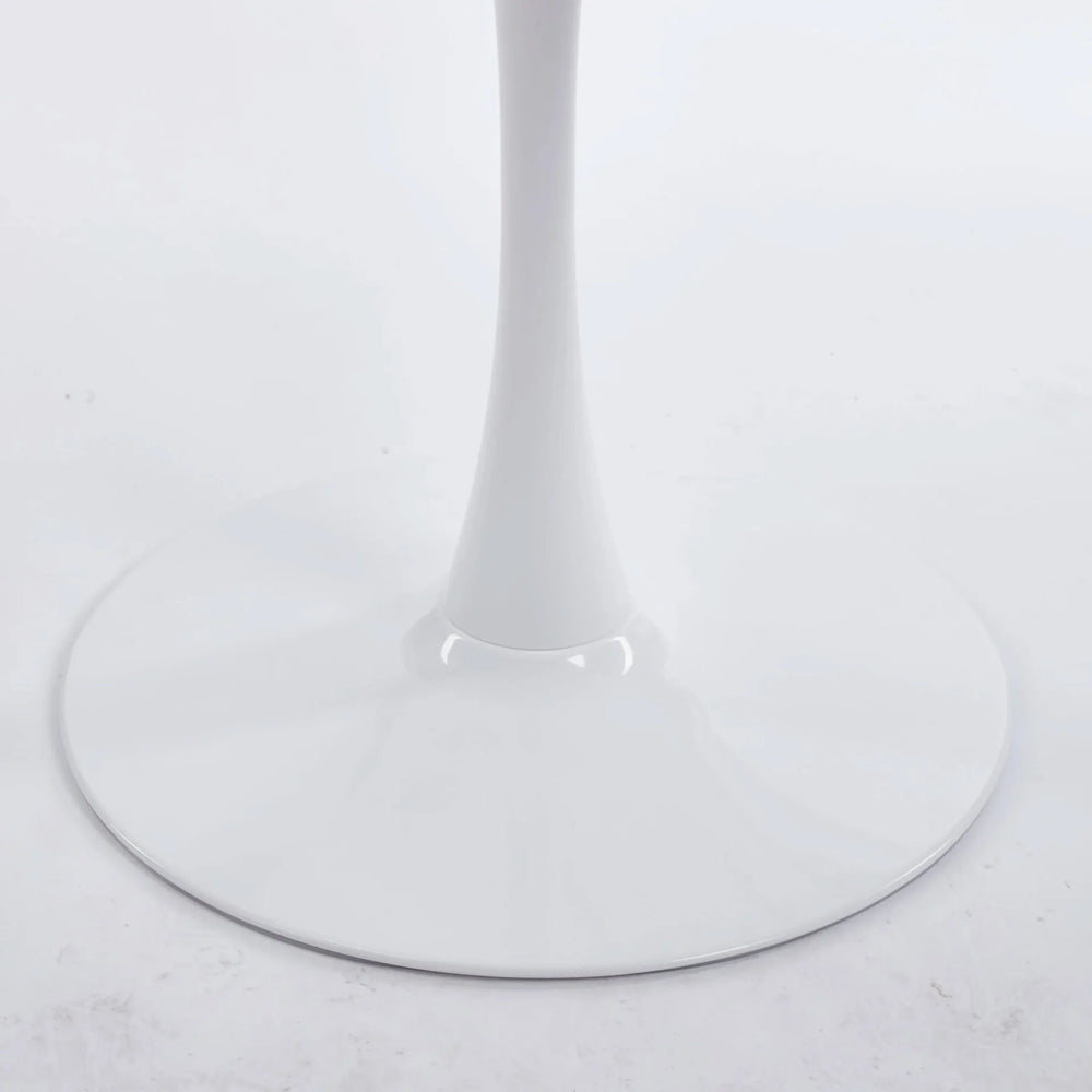 Round Dining Table White Top & Pedestal Base Mid Century Style For 4-6 People Media 5