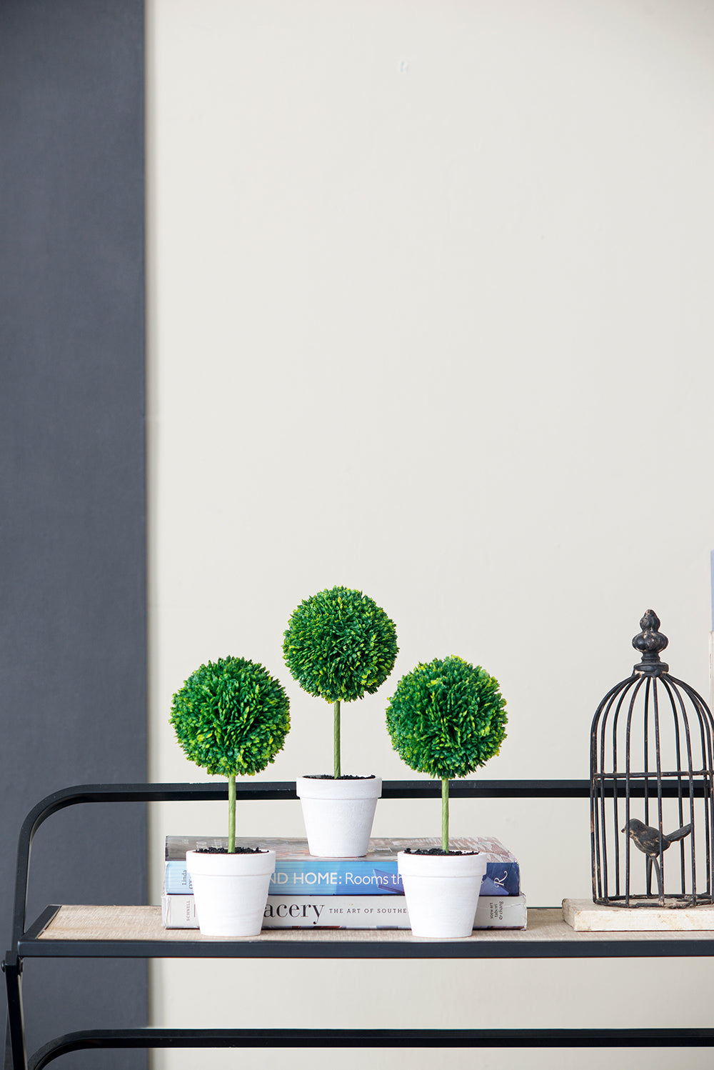 S/3 Mini Faux Topiaries in Cream Pot, 10.6x3.5x9.5' Green Media 3