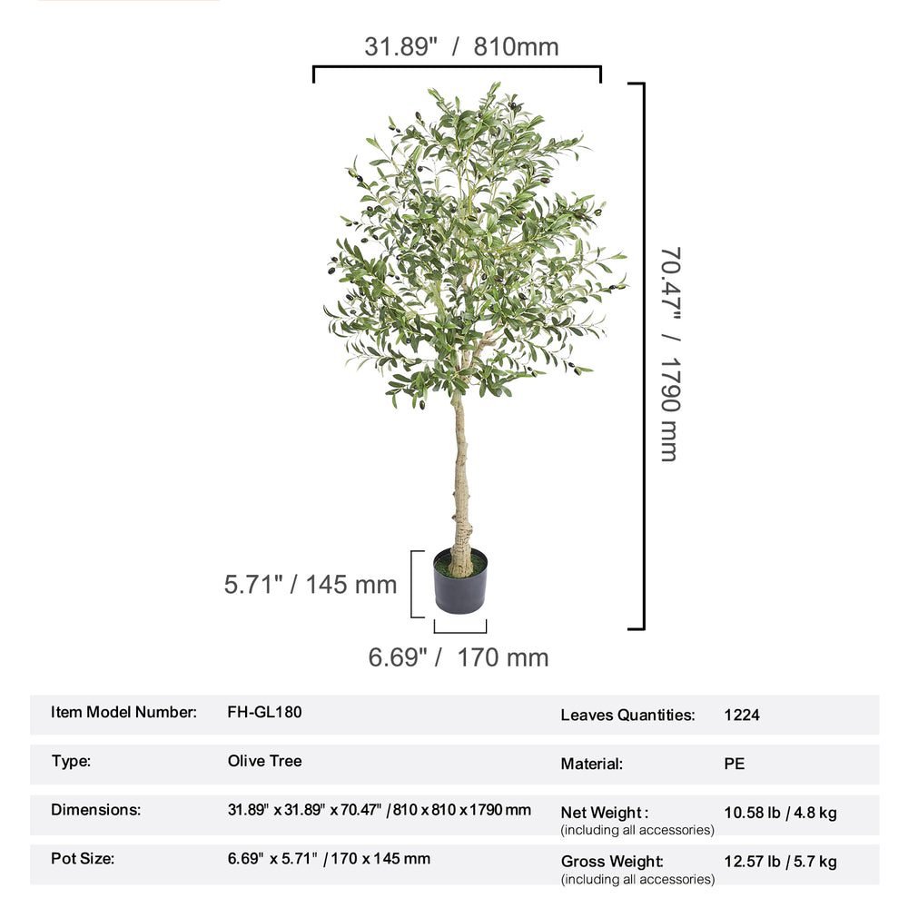 Artificial Olive Tree, 6 FT Tall Faux Plant, Secure PE Material & Anti-Tip Tilt Protection Low-Maintenance Plant, Lifelike Green Fake Potted Tree for Home Office Warehouse Decor Indoor Outdoor Media 7