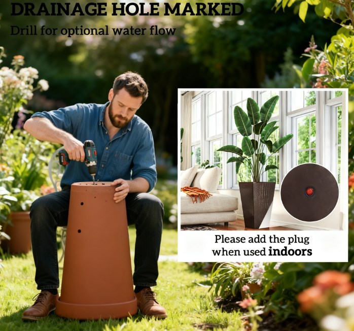 Outdoor Flower Plant Pots,Set of 3 Tall Planters with Drainage Hole,for Outdoor and Indoor Planters Media 7