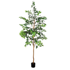 6FT Artificial Ficus Tree with Natural Trunk in Black Plastic Pot for Indoor Home Office Decor, 1pc/set perspective