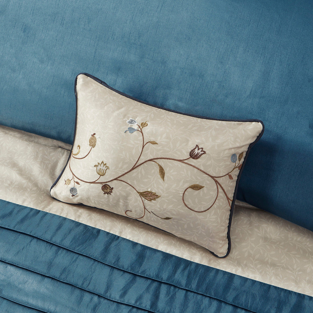 Embroidered 7 Piece Comforter Set Navy Queen Media 13