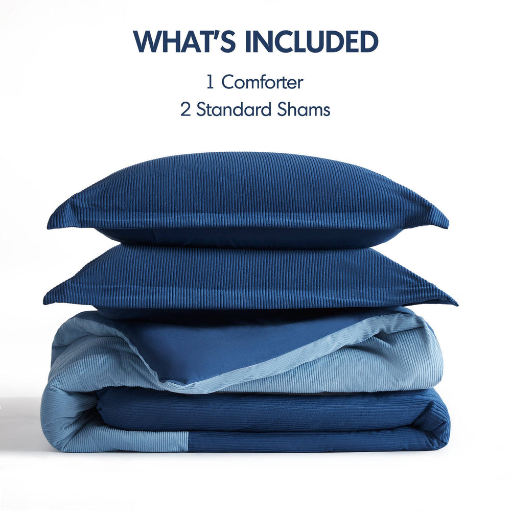 3 Pieces Full/Queen Comforter Set,Blue Media 3