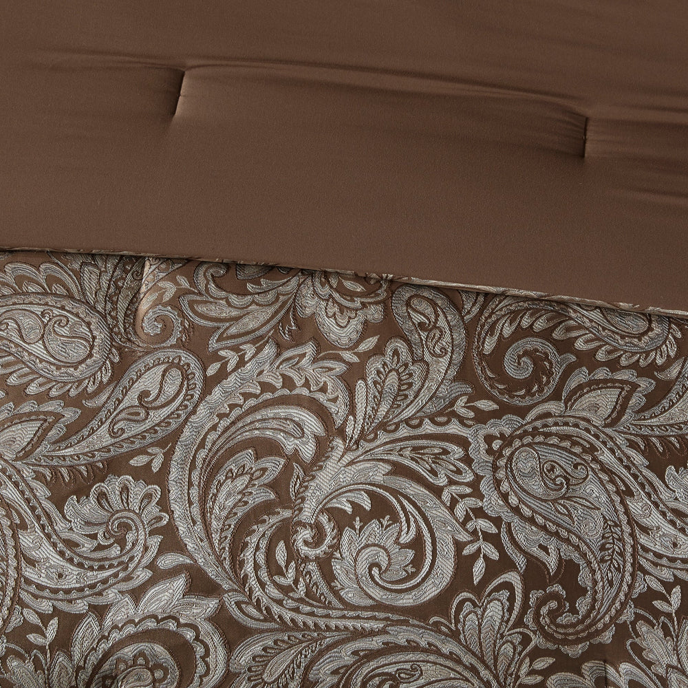 12 Piece Comforter Set with Cotton Bed Sheets Blue/Brown Queen Media 6