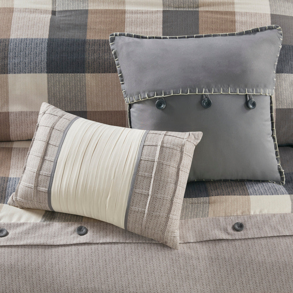 7 Piece Herringbone Comforter Set Neutral King Media 9