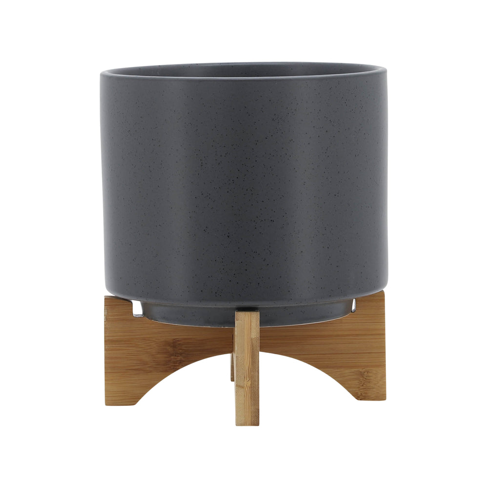 8' PLANTER W/ WOOD STAND, MATTE GRAY Media 3