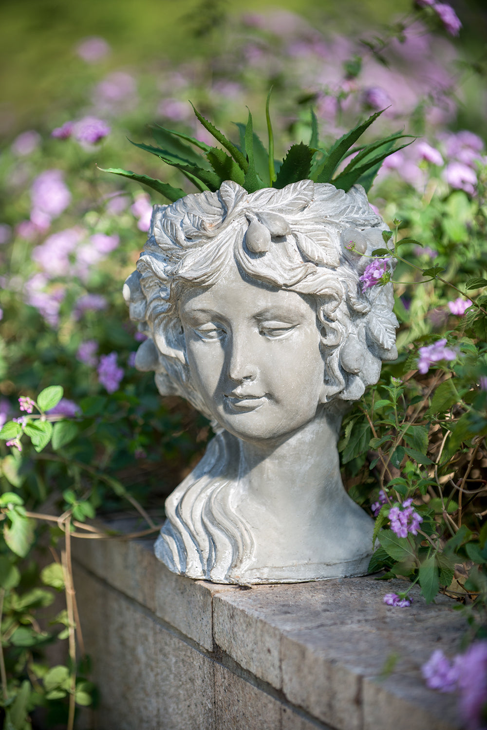 Cement Bust Wall Planter - Indoor Outdoor Home Garden Decor, 8' x 9' x 11.5' Media 8