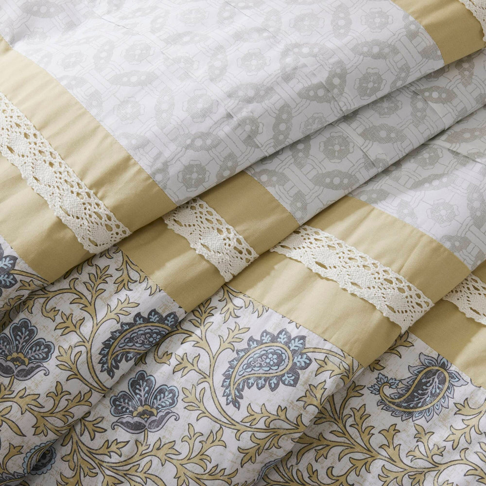 9 Piece Cotton Percale Comforter Set Yellow Cal King Media 7