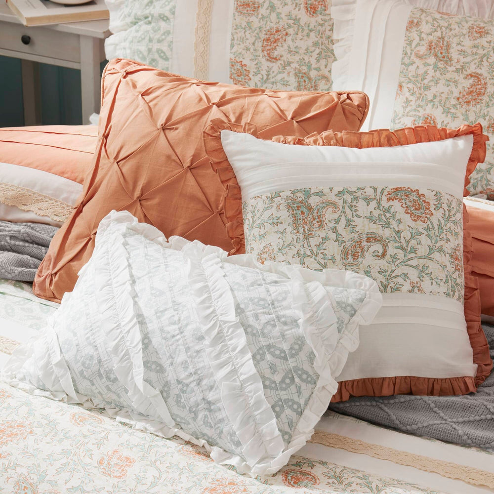 9 Piece Cotton Percale Comforter Set Coral King Media 7