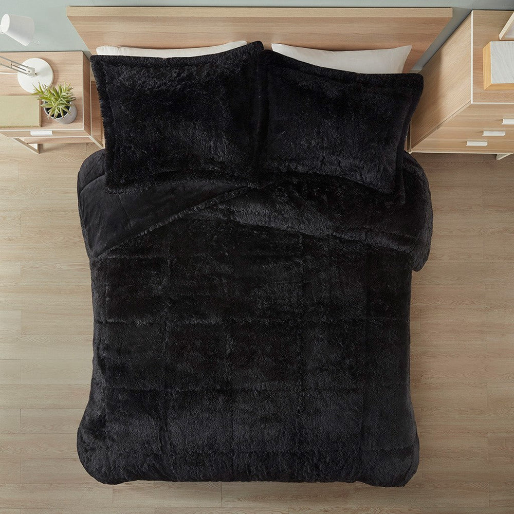 King/Cal King Shaggy Long Fur Comforter Mini Set Media 4