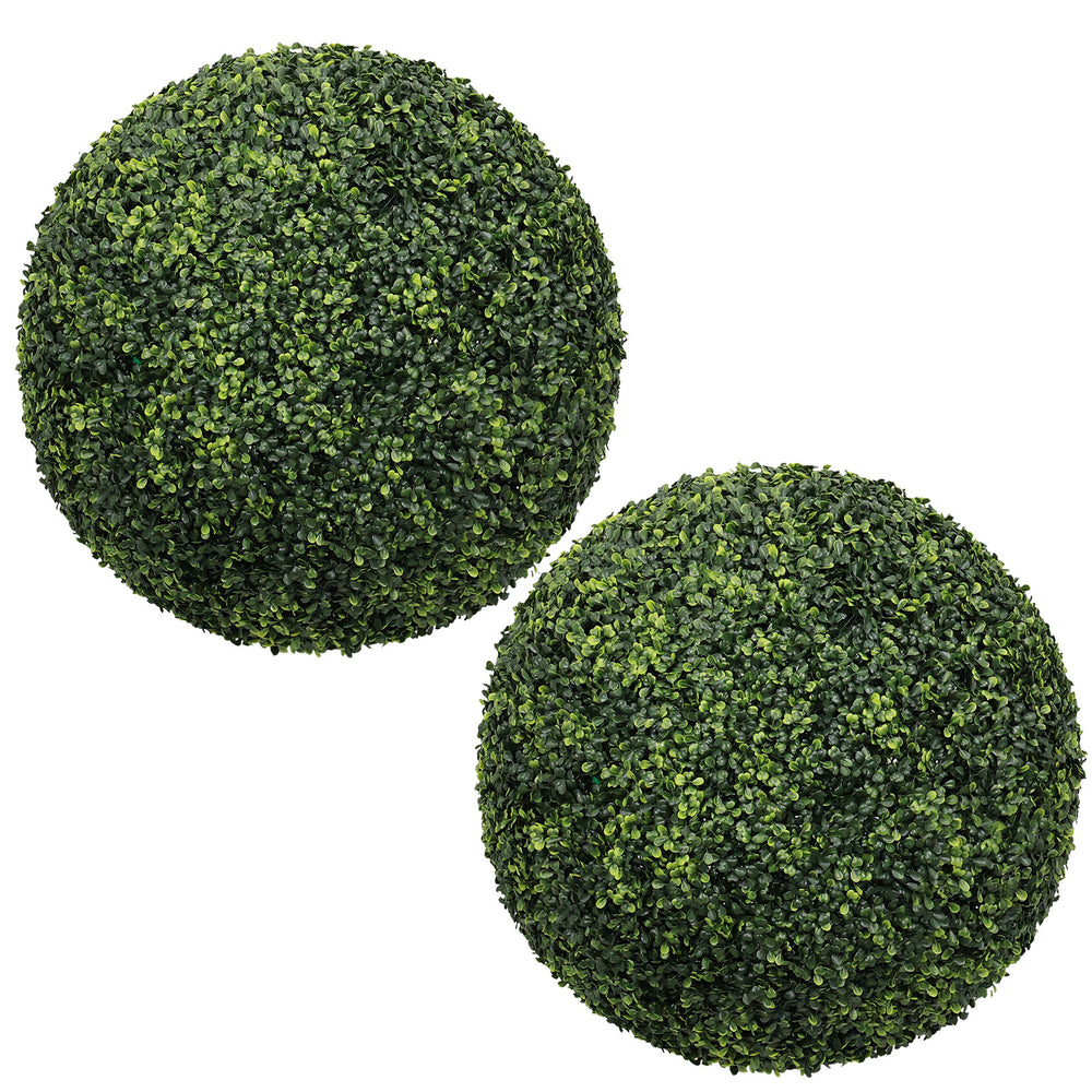 22.4IN dark Artificial Topiary Balls Outdoor Faux Boxwood Large Decorative Green Spheres for Garden Front Porch Patio Planter Decoration, 2pcs/set Media 2