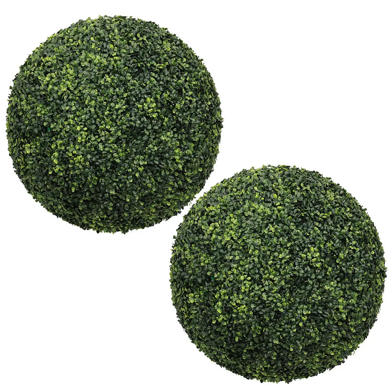 22.4IN dark Artificial Topiary Balls Outdoor Faux Boxwood Large Decorative Green Spheres for Garden Front Porch Patio Planter Decoration, 2pcs/set