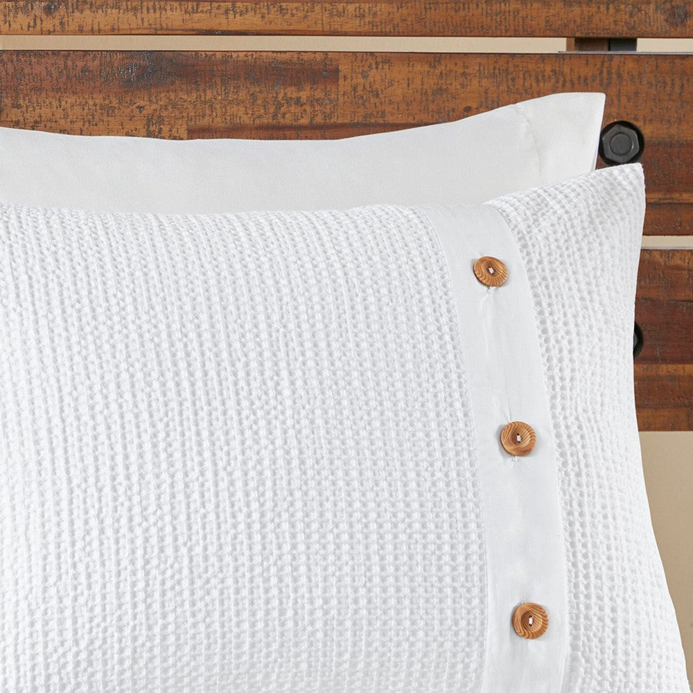 3 Piece Cotton Comforter set White Full/Queen Media 3