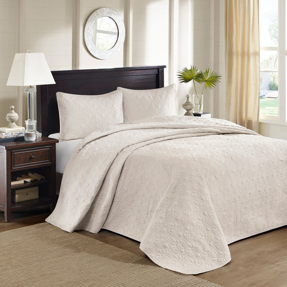 Reversible Bedspread Set Cream King Media 1