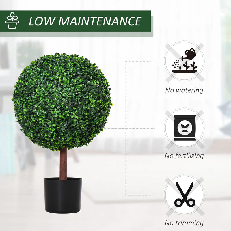 23.5' Artificial Boxwood Topiary Ball Tree, Fake Decorative Plant, Nursery Pot Included for Home, Balcony, Backyard and Garden