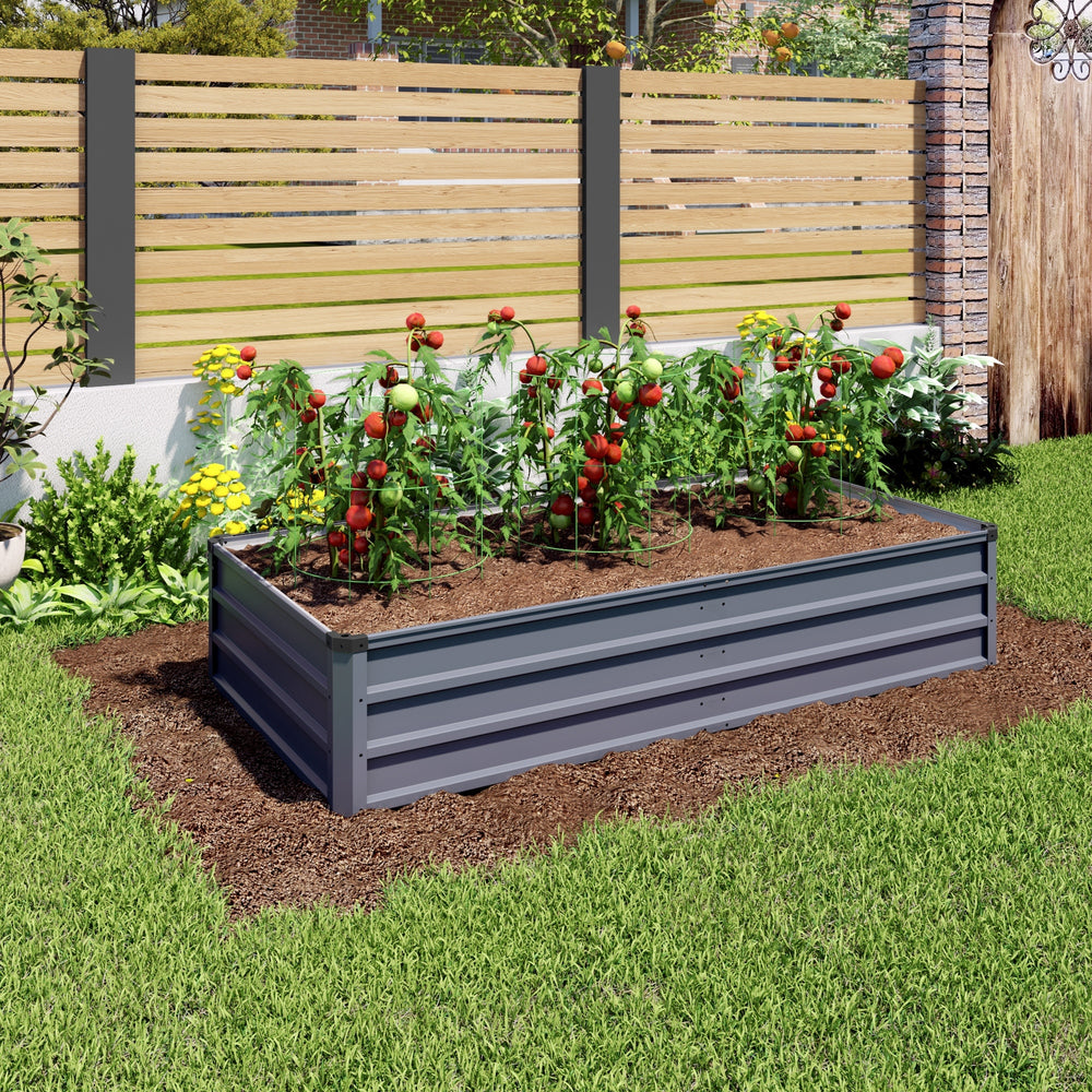 6x3x1 ft large Garden Bed, Grey Color Rectangular Galvanized Metal Outdoor Garden Bed, Suitable for Backyard Ground Gardens for Growing Plants, Vegetables and Flowers. Media 12