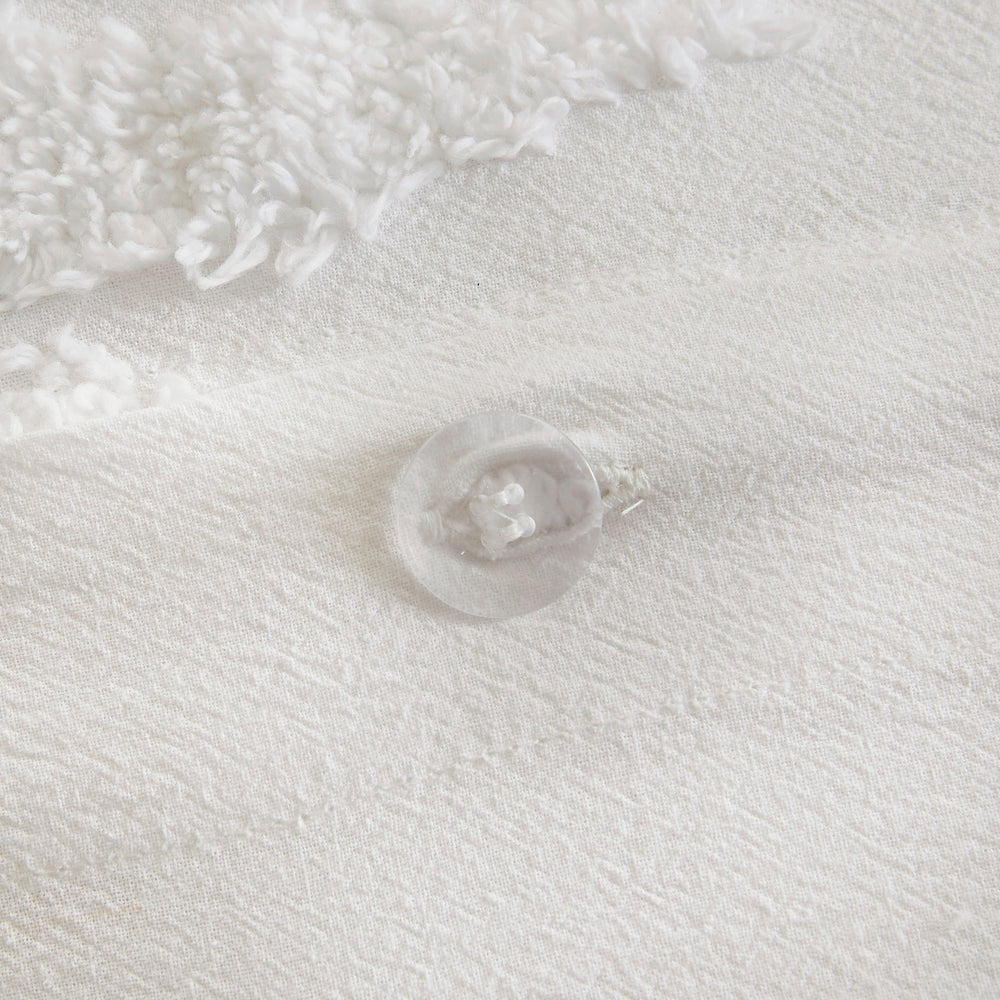 King/Cal King 3 Piece Tufted Cotton Chenille Palm Duvet Cover Set Media 5